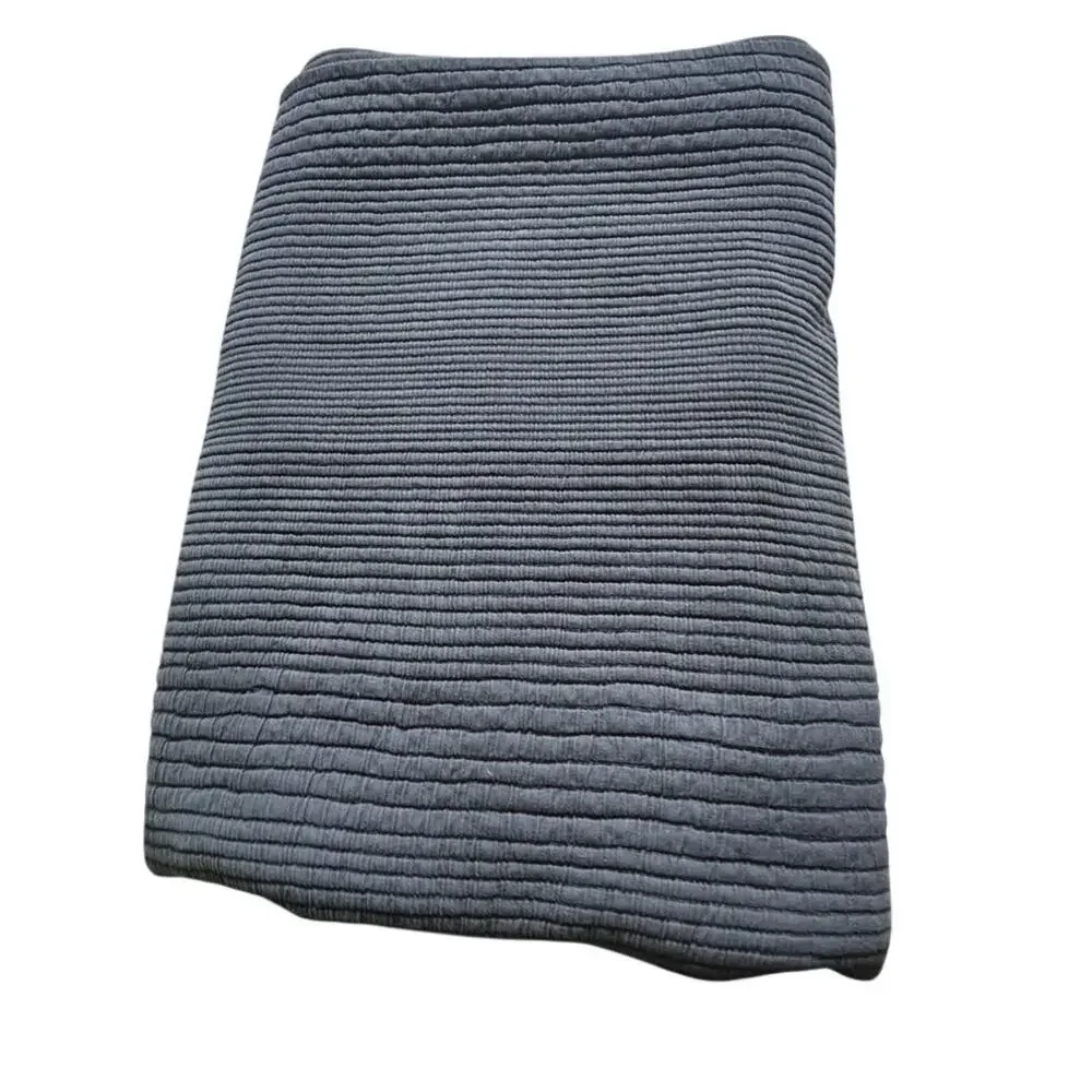 West Elm Organic Cotton Crinkle Quilt Coverlet Full Queen Slate Blue 92x88